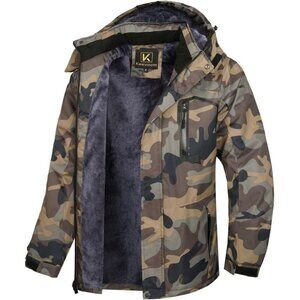 〽️Men's Army Green Keevoom Winter Ski Waterproof Snowboard Windbreaker Jacket